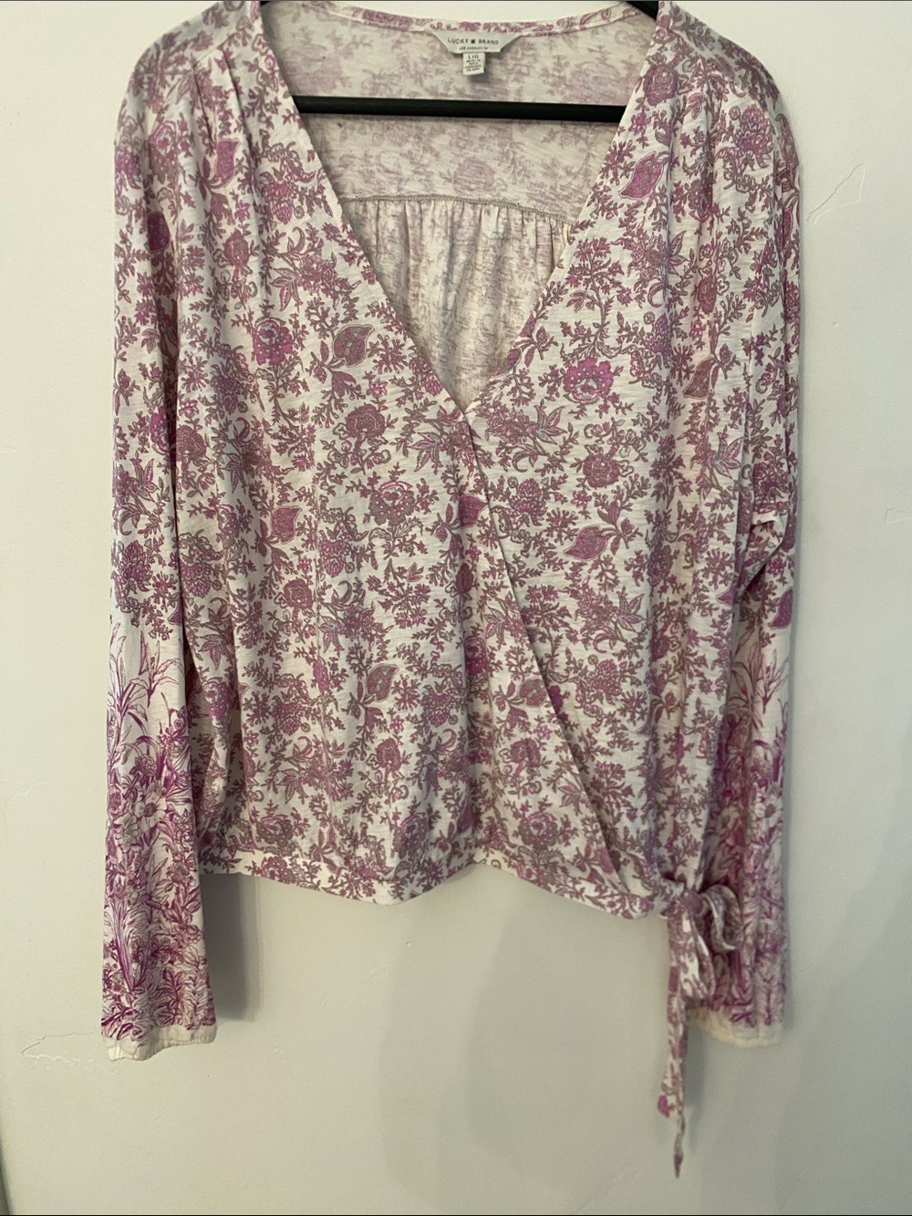 Lucky Brand Pink Floral Tie-Front Blouse